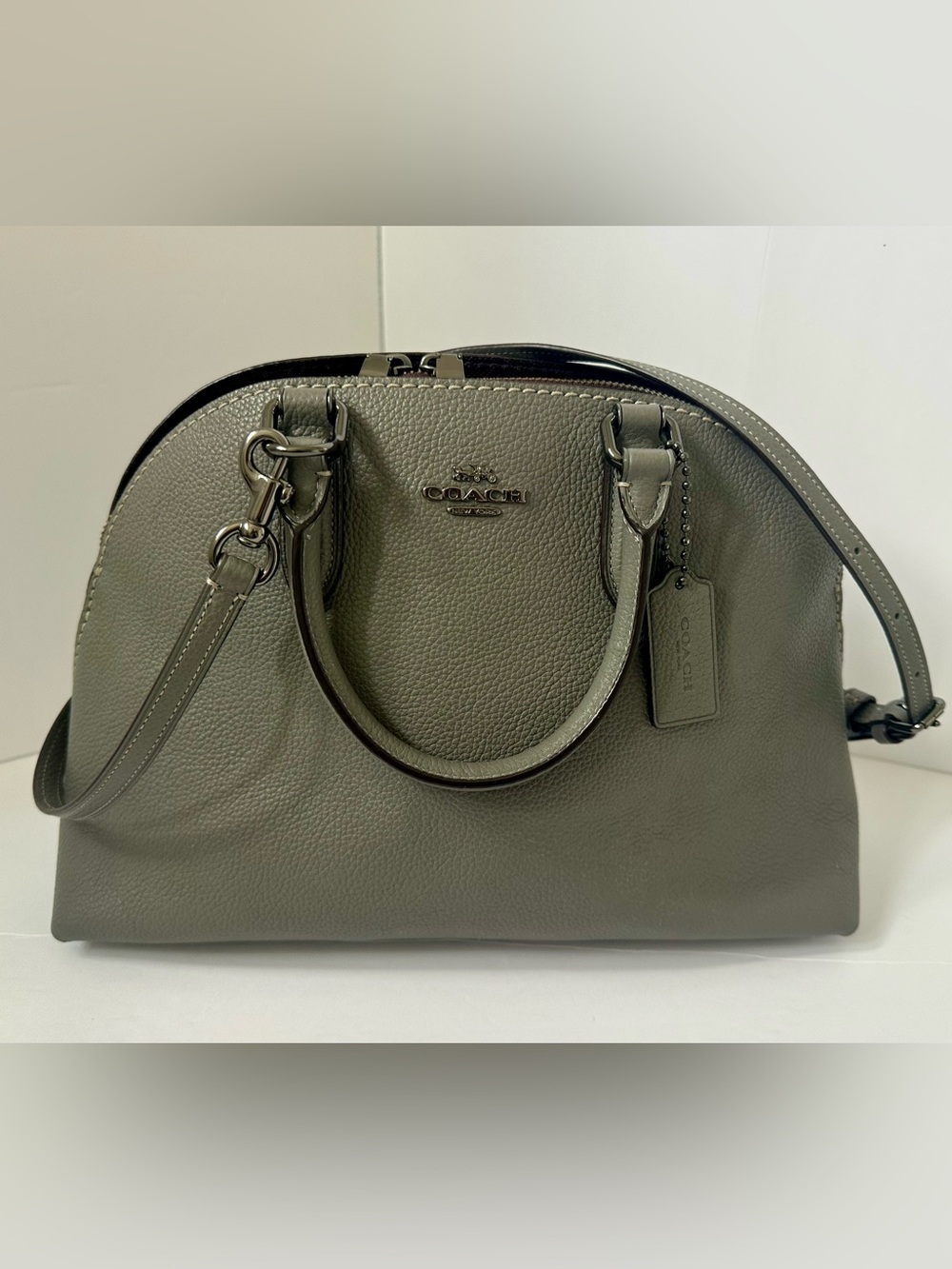 COACH Quinn Satchel Pebble Leather Hand/Shoulder/Crossbody 30951 Heather Gray